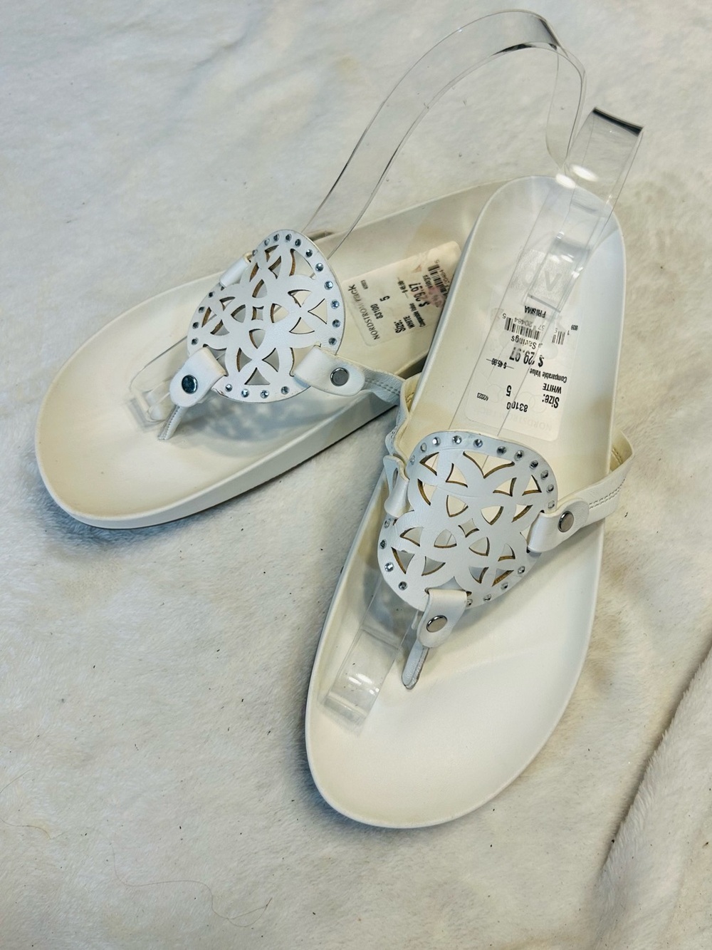 Dolce Vita White Decorative Thong Sandals